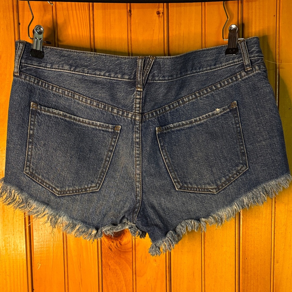 We The Free Dark Blue Frayed Jean Shorts - Picture 5 of 5